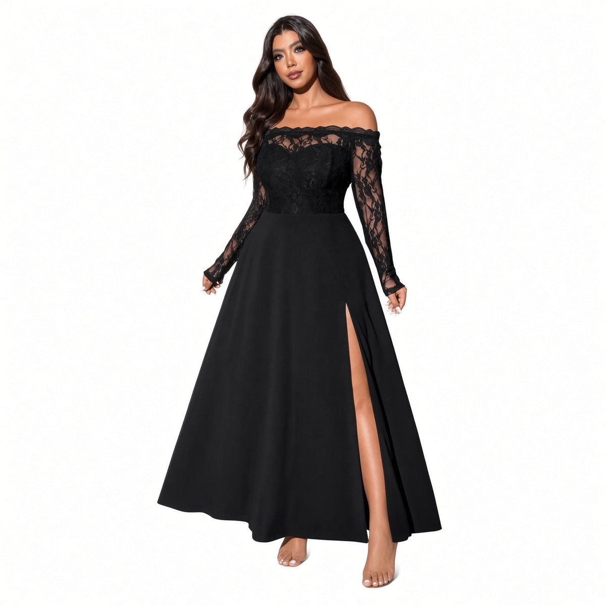 Lace Bodice Split Maxi Dress Outfit Ideas for Weddings, Dinner, and Vacation Evenings