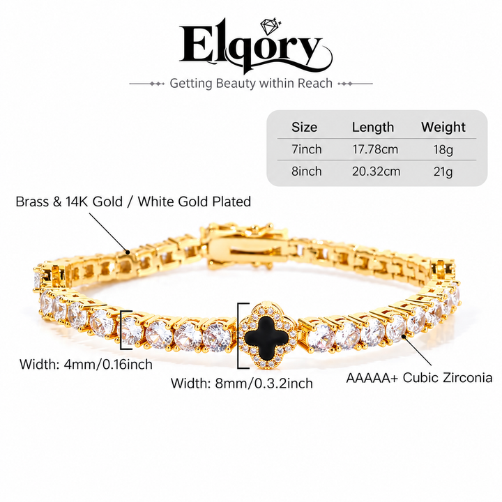Four-Leaf Clover CZ Tennis Bracelet
