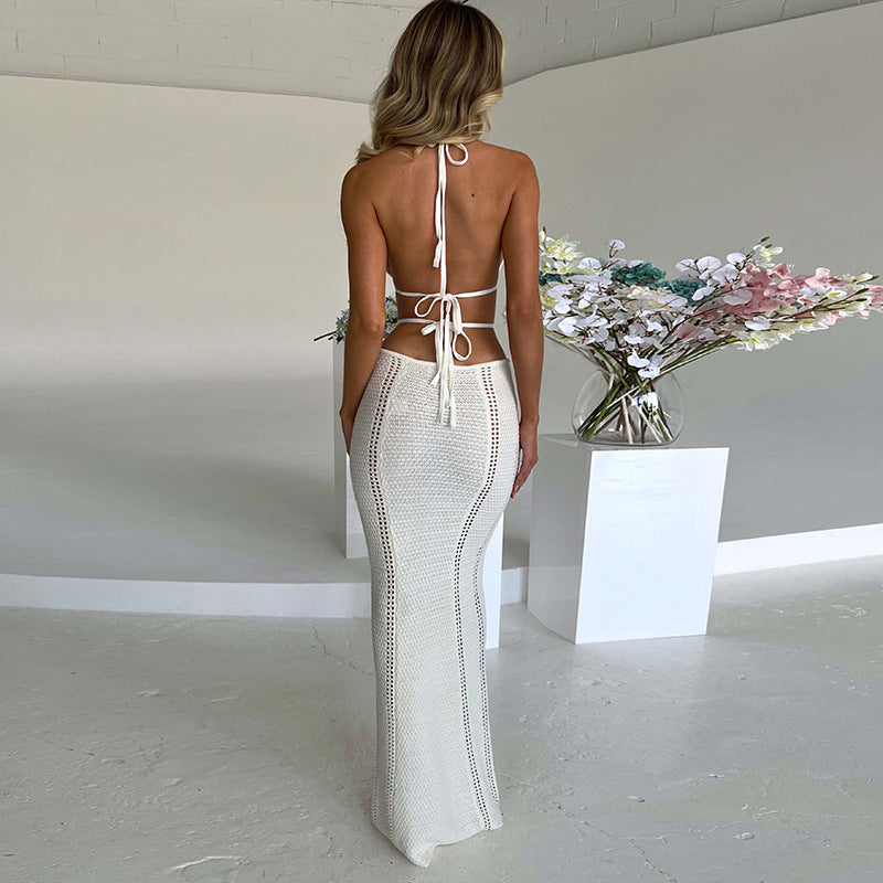 The Elara Halter Neck Cutout Knit Bodycon Dress