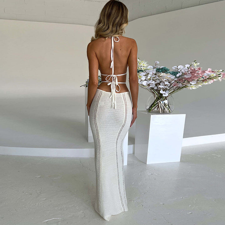 The Elara Halter Neck Cutout Knit Bodycon Dress