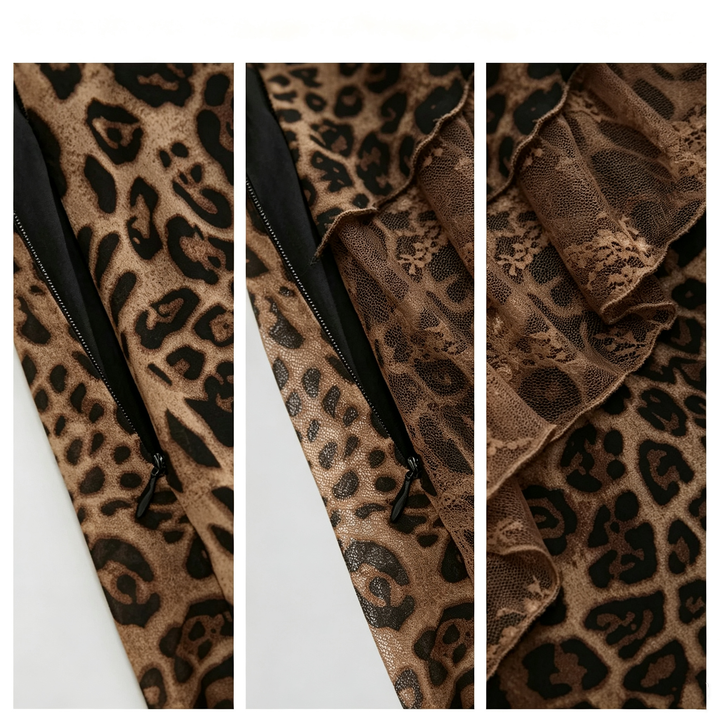 The Elara Leopard Lace Layered Maxi Skirt