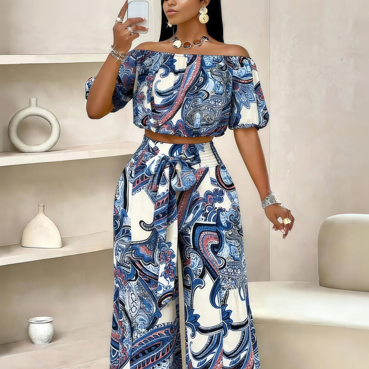The Elara Paisley Palazzo Set