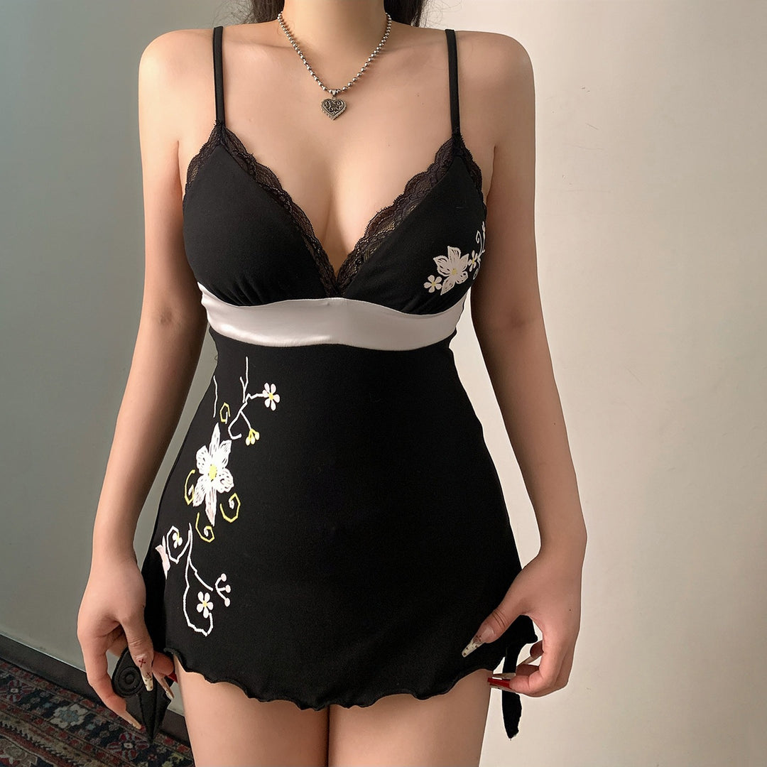 The Elara Embroidered Lace Slip Dress