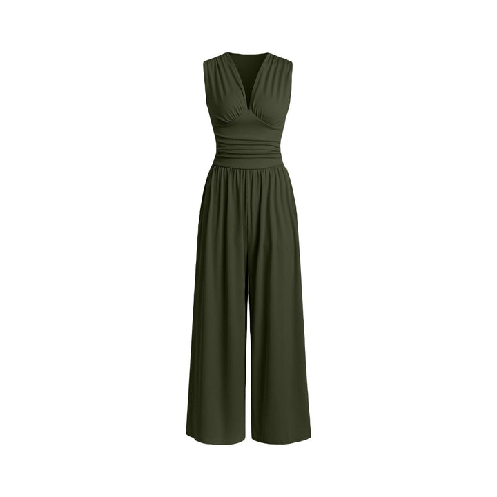 The Elara Minimalist Plunge Wide-Leg Jumpsuit