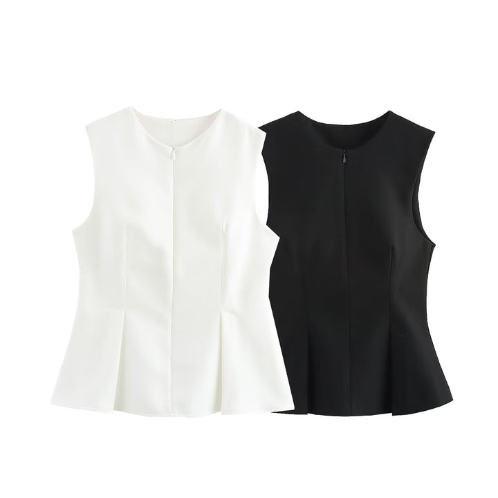 The Elara Keyhole Zip Fitted  Peplum Top