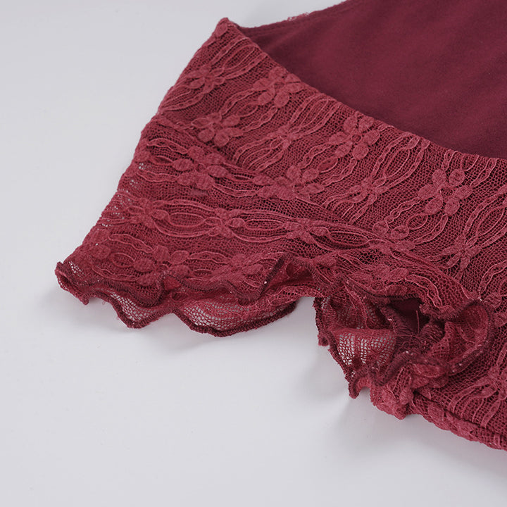 The Elara Vintage Lace Tie Waist Top
