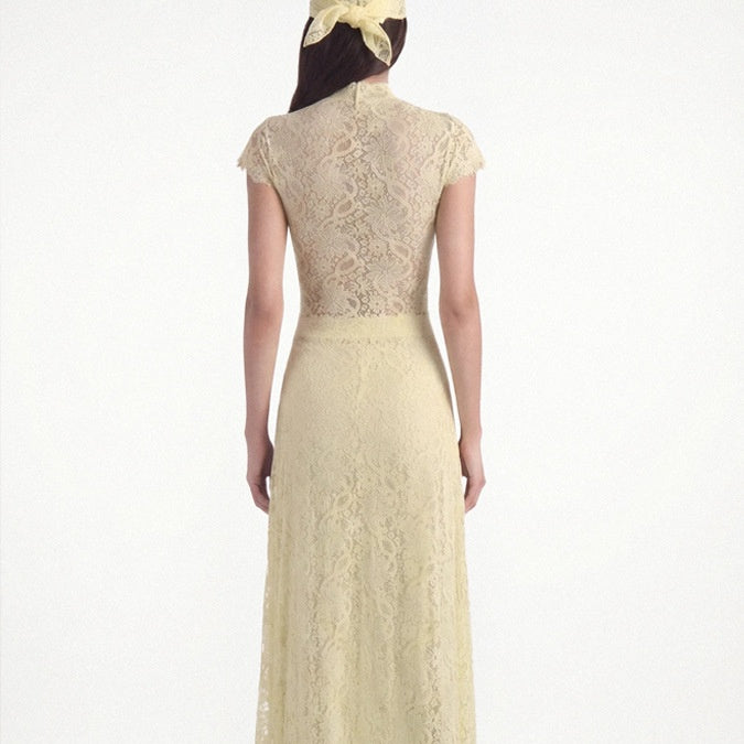 The Elara High Neck Lace Cutout Flowy Set