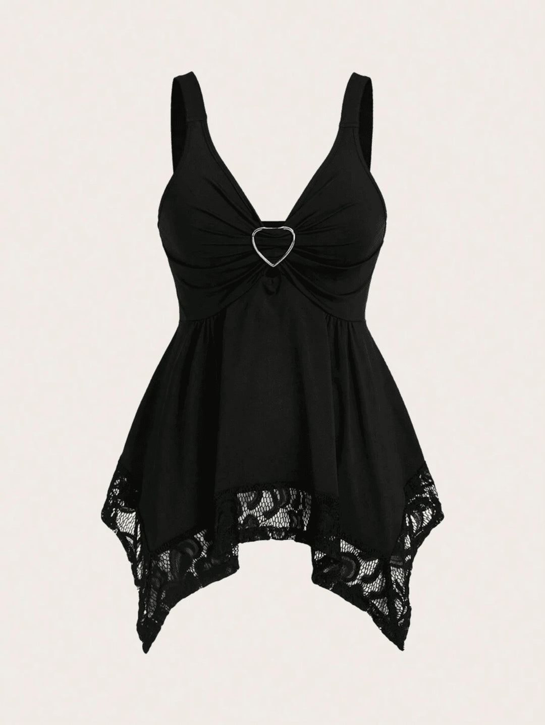 The Elara Heart Ring Lace Drape Top