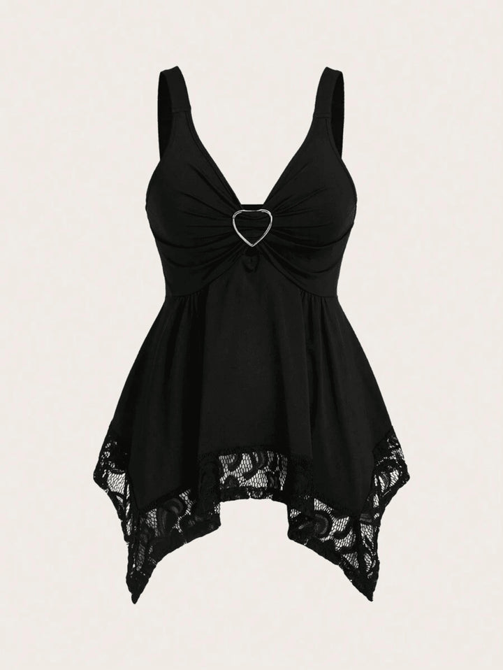 The Elara Heart Ring Lace Drape Top