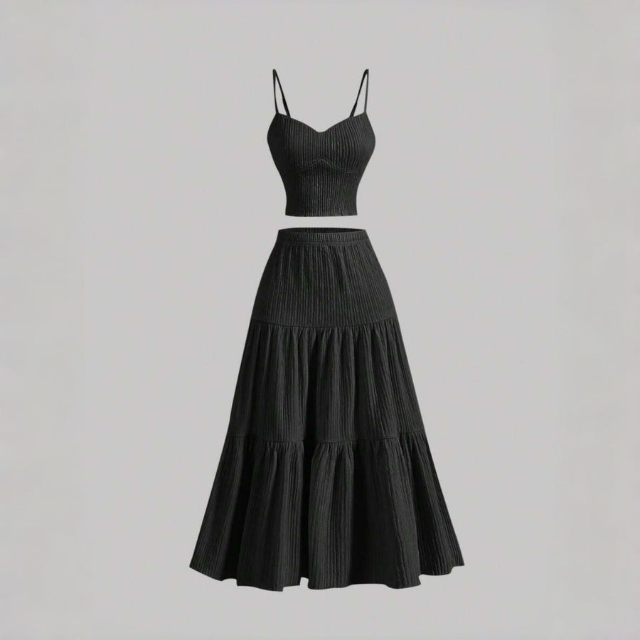 The Elara Riviera Tiered Maxi Skirt & Cami Set