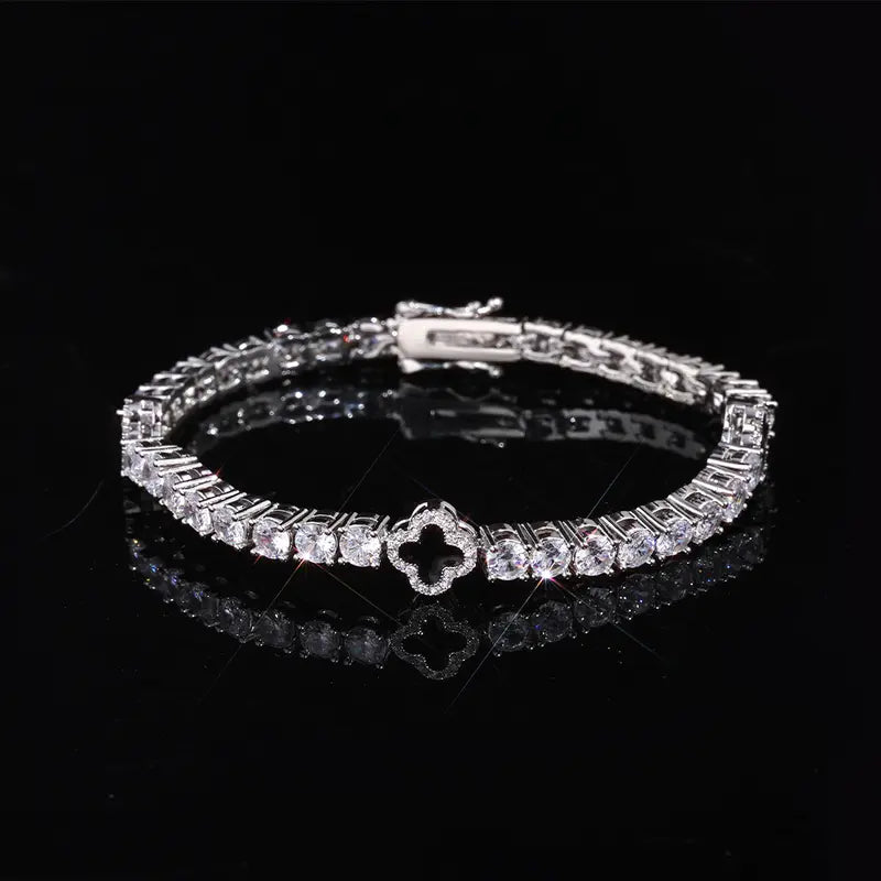 Four-Leaf Clover CZ Tennis Bracelet