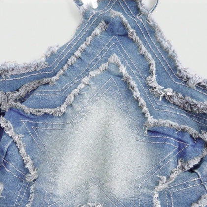The Elara Starlight Denim Halter Top