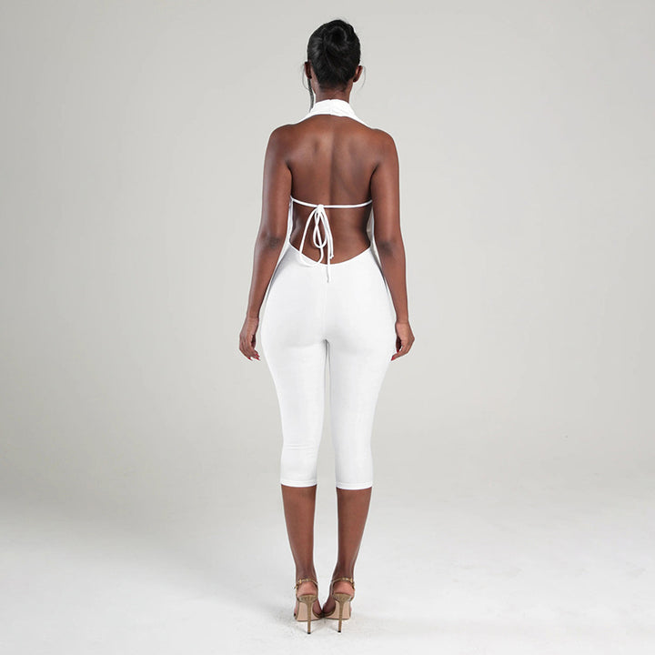 The Elara Backless Milk Silk Jumpsuit
