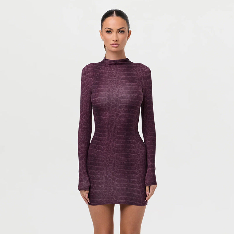 The Elara Snake Embossed Mini Dress