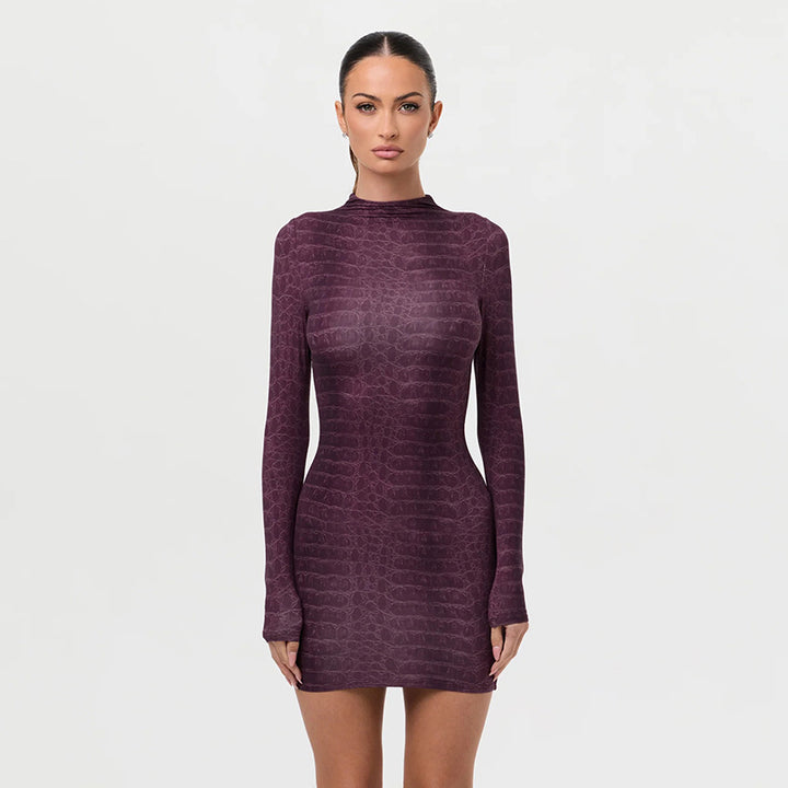 The Elara Snake Embossed Mini Dress