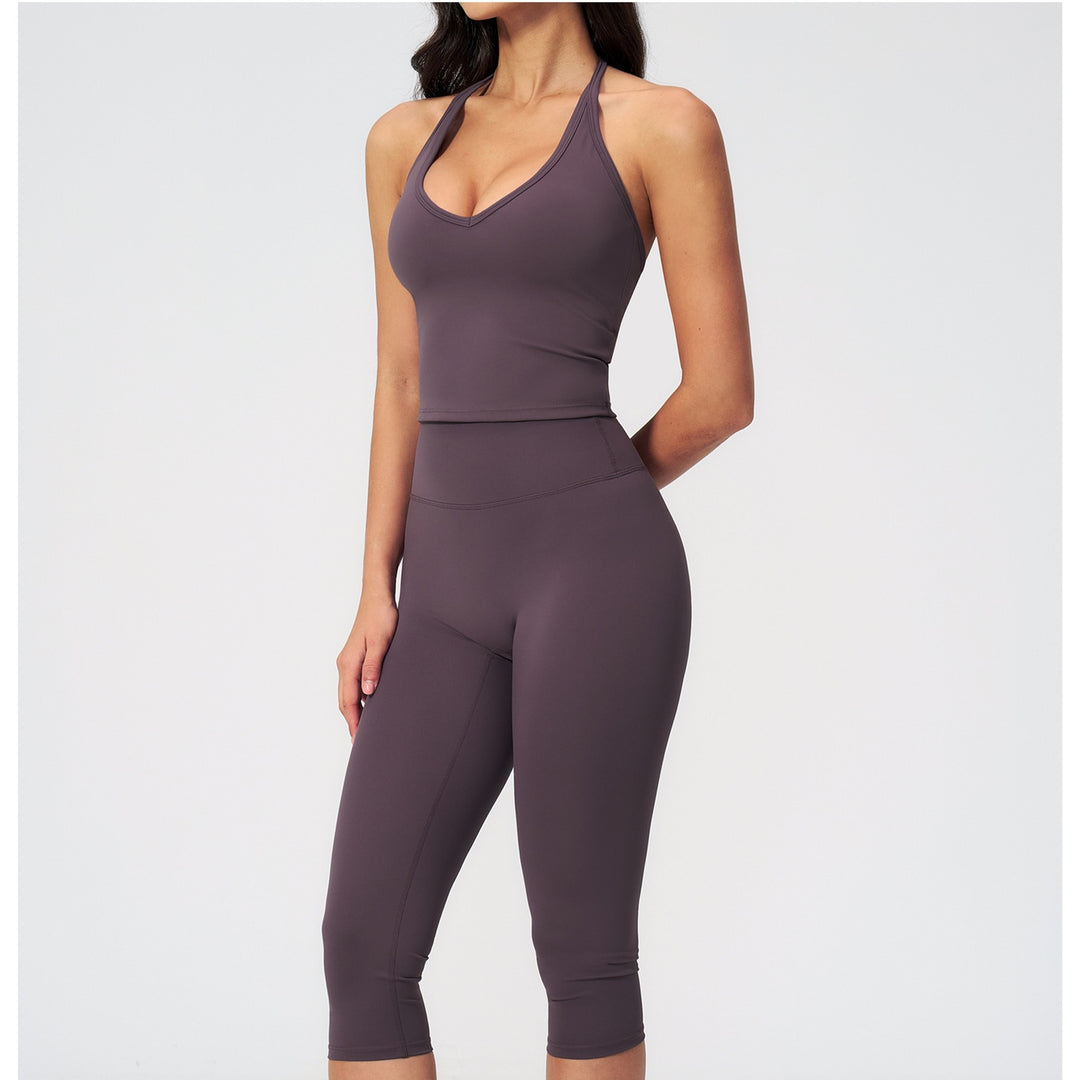 The Elara Quick-Dry Halter Crop Top &amp; Capri Leggings Set