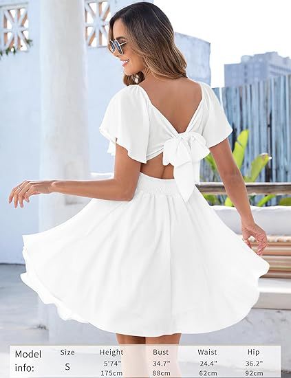 Sweetheart Knot Flutter Sleeve Mini Dress