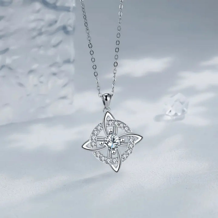 Celtic Knot Halo Birthstone Pendant Necklace