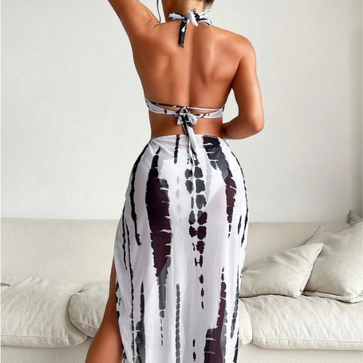 Tie-Dye Halter Cutout Swimsuit &amp; Cover-Up Set