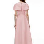 The Elara Embellished Midi Dress with Cape