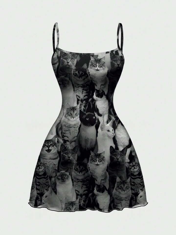 The Elara Gothic Halloween Print Mini Dress