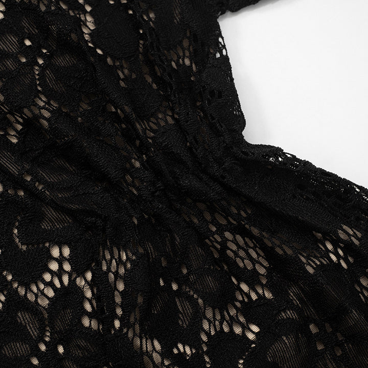 The Elara Noir Floral Lace Two Piece Set