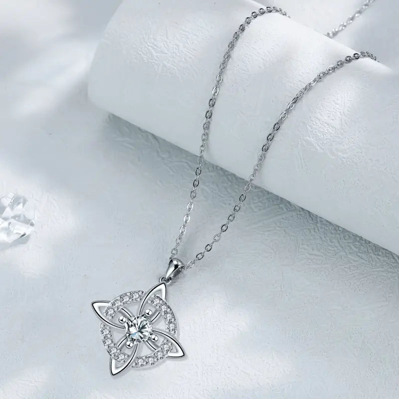 Celtic Knot Halo Birthstone Pendant Necklace