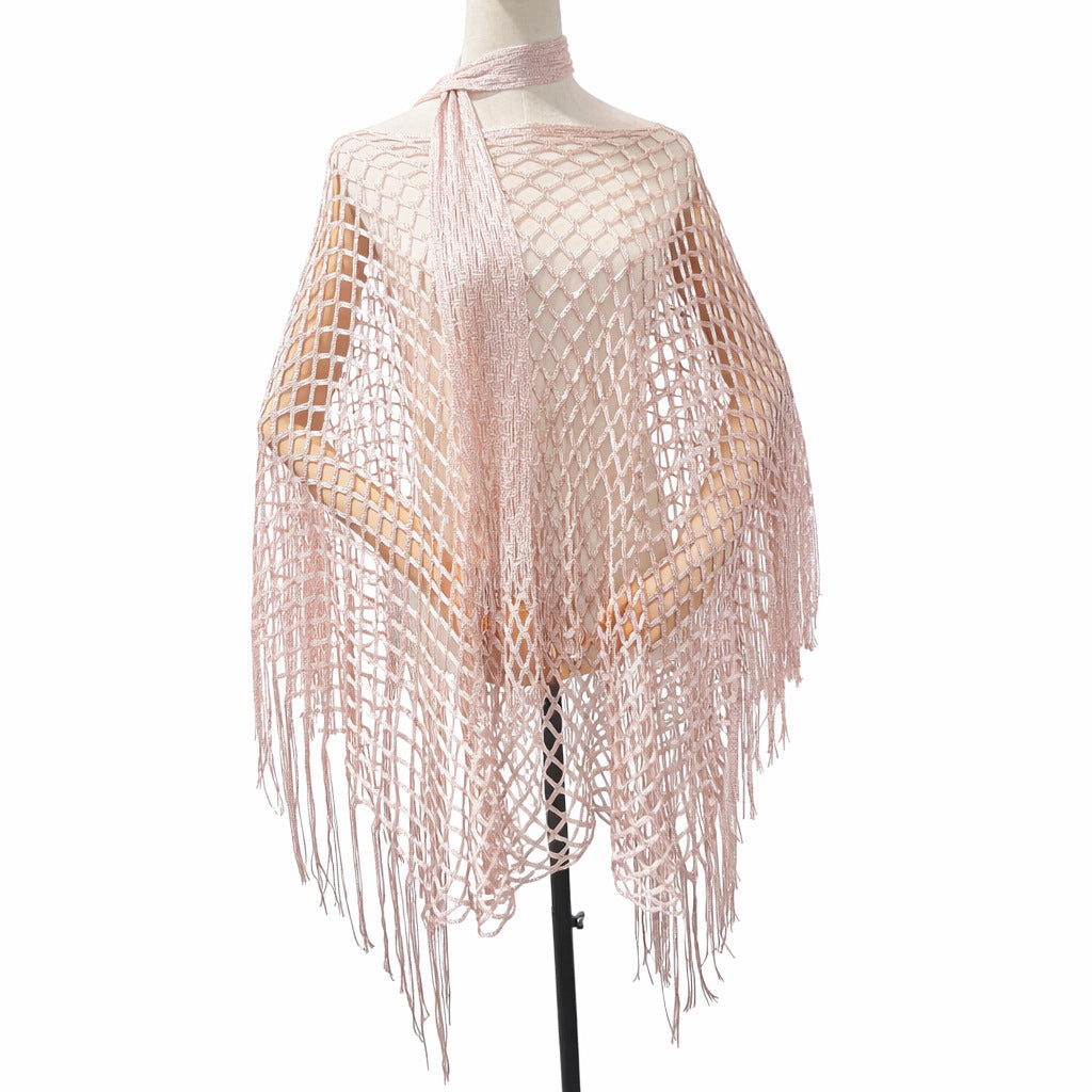 The Elara Fringe Chain Shawl Set