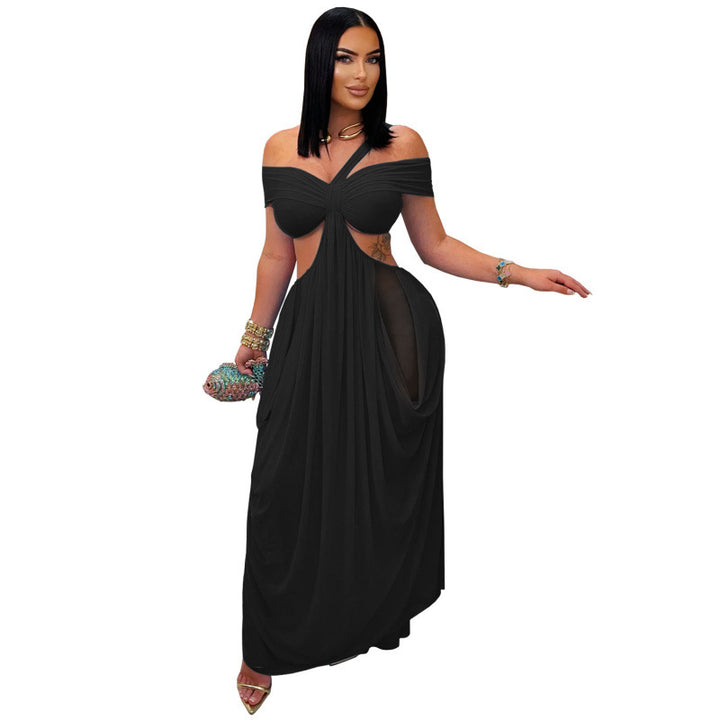 The Elara Twisted Cutout Mesh Maxi Dress