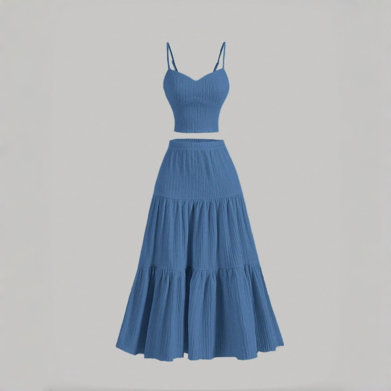 The Elara Riviera Tiered Maxi Skirt & Cami Set