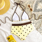 The Elara Polka Dot Halter High Waist Bikini Set