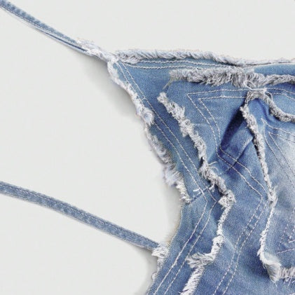 The Elara Starlight Denim Halter Top