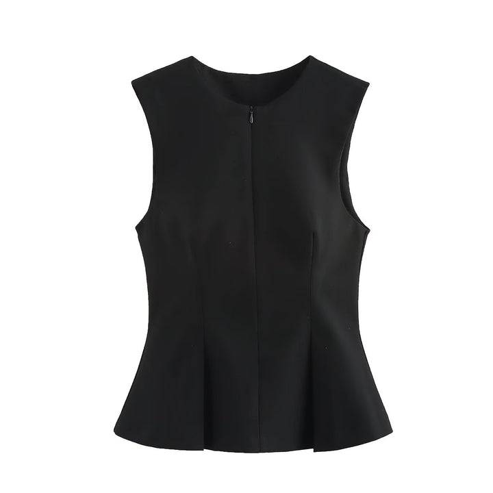 The Elara Keyhole Zip Fitted  Peplum Top