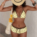 The Elara Polka Dot Halter High Waist Bikini Set