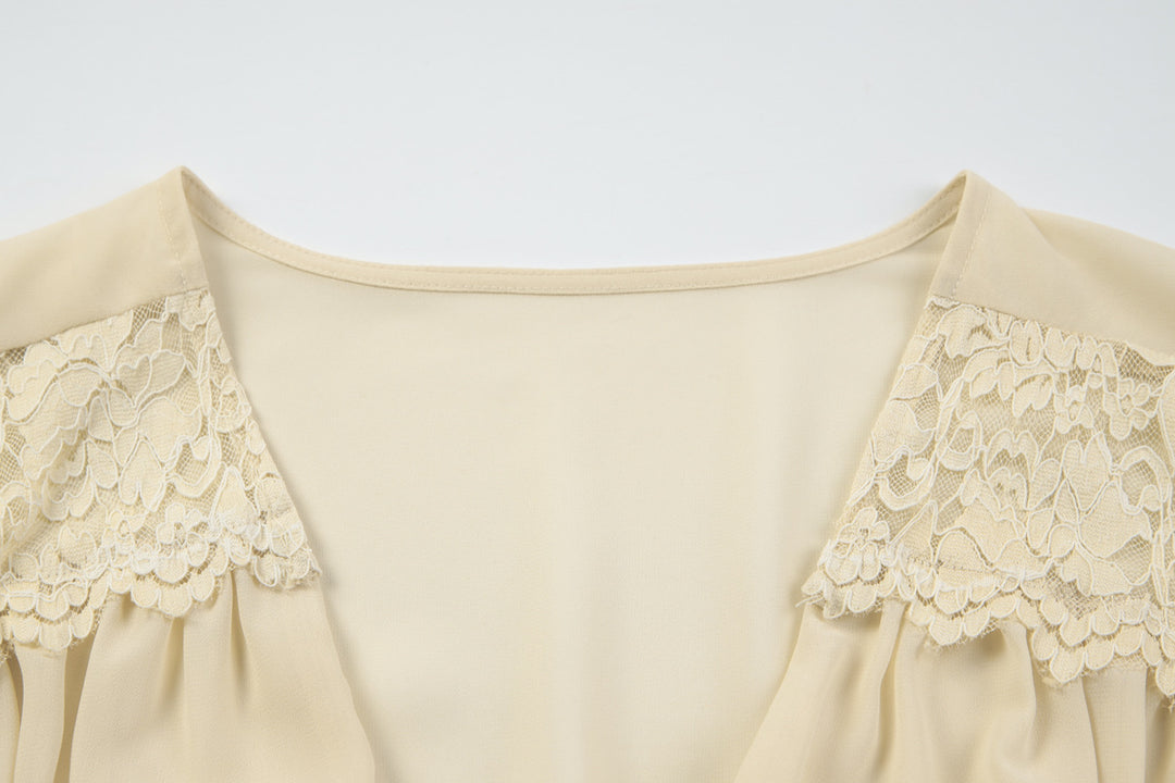 The Elara Lace Ruffle Chiffon Maxi Set