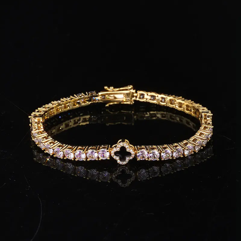 Four-Leaf Clover CZ Tennis Bracelet