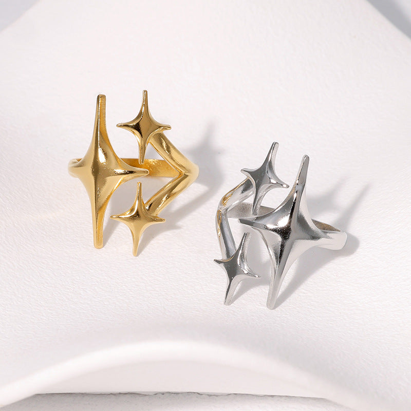 Geometric Star Open Band Ring