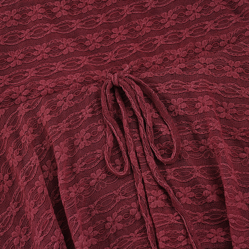 The Elara Vintage Lace Tie Waist Top