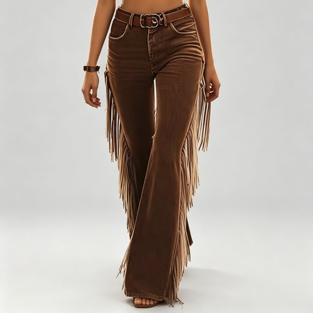 The Elara Western Fringe Flare Pants