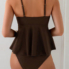 The Elara Ruffle Tankini with Gold Shell Charm