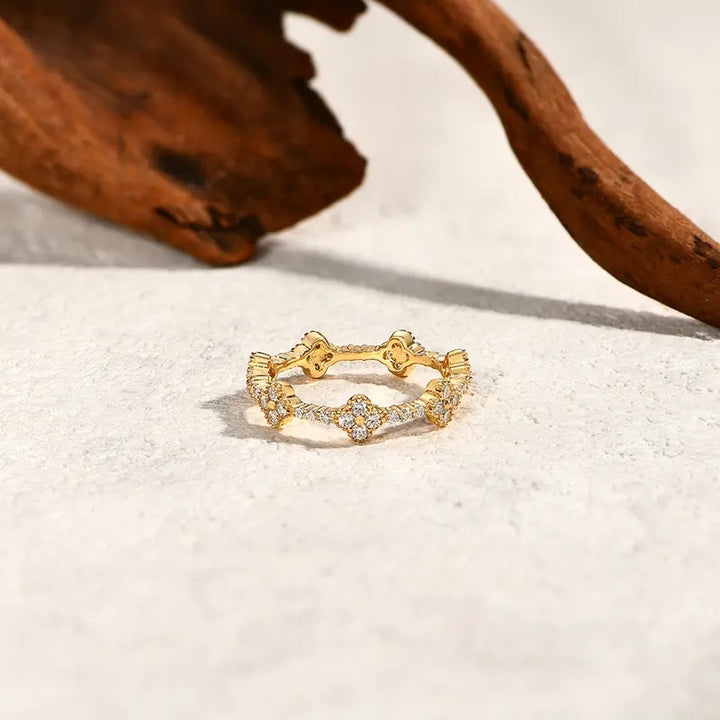 Clover CZ Eternity Band Ring