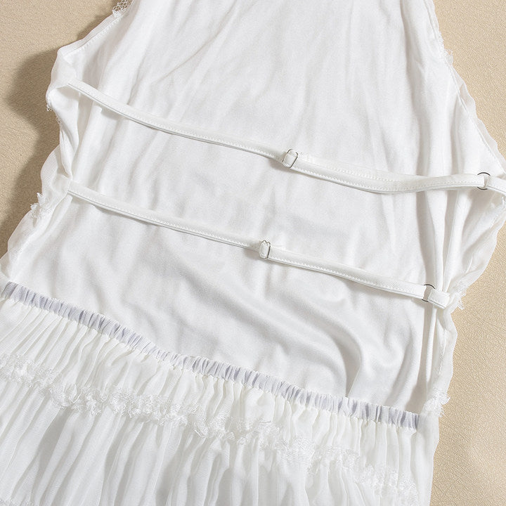 The Elara Tiered Crinkle Halter Maxi Dress