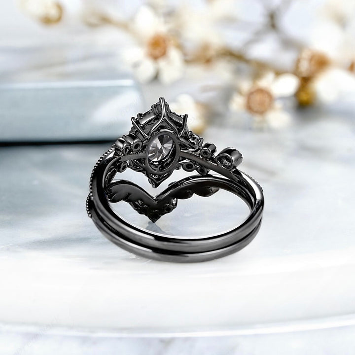 Gothic Oval Rhinestone Ring Set