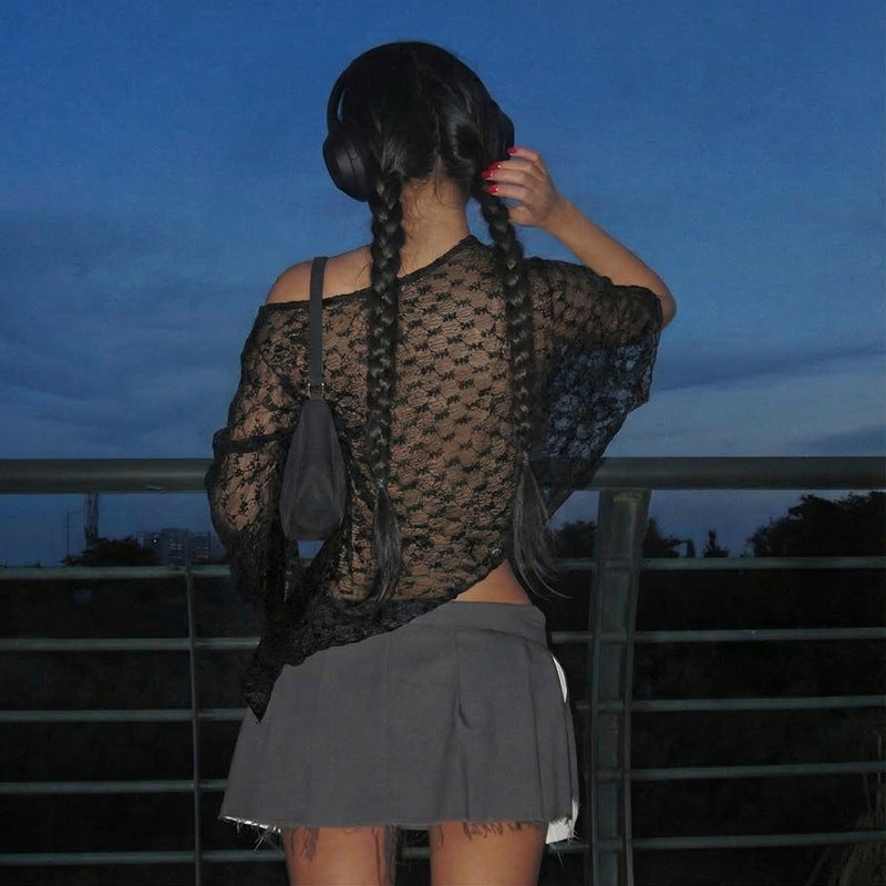 The Elara Asymmetrical Sheer Knit Cape