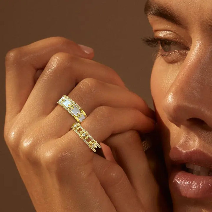 2-Piece Cross CZ Open Ring Set
