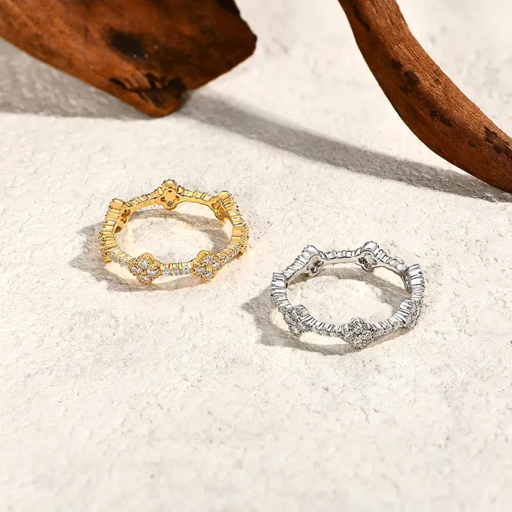 Clover CZ Eternity Band Ring