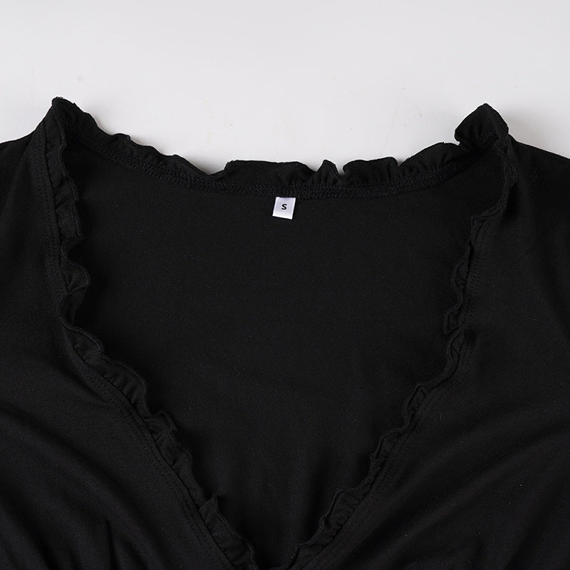 The Elara Lace Trim Ruched Peplum Top