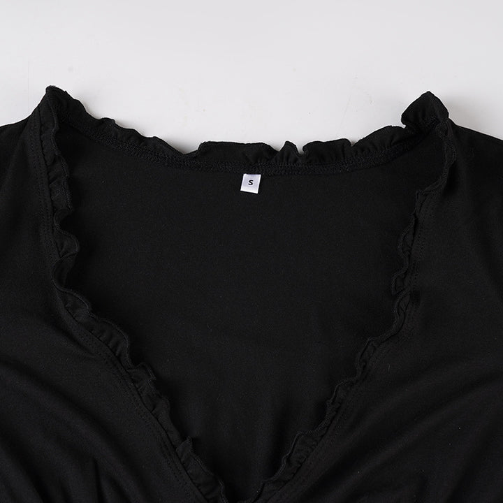 The Elara Lace Trim Ruched Peplum Top