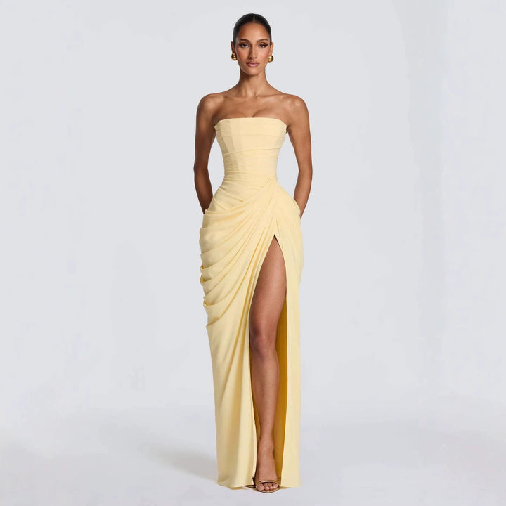 The Elara Strapless Evening Dress