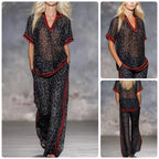The Elara Leopard Sheer Palazzo Suit